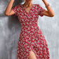 Full Size Floral Surplice Neck Flutter Sleeve Dress
