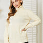 Heimish Cream Full Size Long Sleeve Turtleneck Sweater with Side Slit