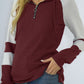 Waffle-knit Raglan Sleeve Zipper Front Hoody