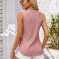 Eyelet Decorative Button V-Neck Tank