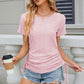 Eyelet Round Neck Short Sleeve T-Shirt