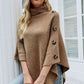 Turtleneck Buttoned Poncho