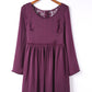 Women's Buttoned Spliced Lace Long Sleeve Mini Dress