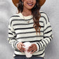 Striped Round Neck Dropped Shoulder Sweater