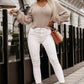 AuroraBlissX V-Neck Lantern Sleeve Blouse