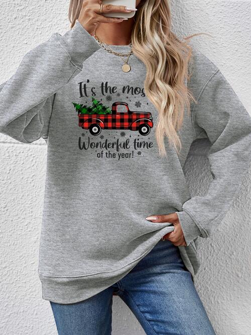 CHRISTMAS THEMED Graphic Round Neck Long Sleeve Sweatshirt