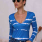 Tie-Dye Plunge Long Sleeve Top