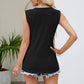SUNSETNIGHTS Full Size Spliced Lace V-Neck Tank