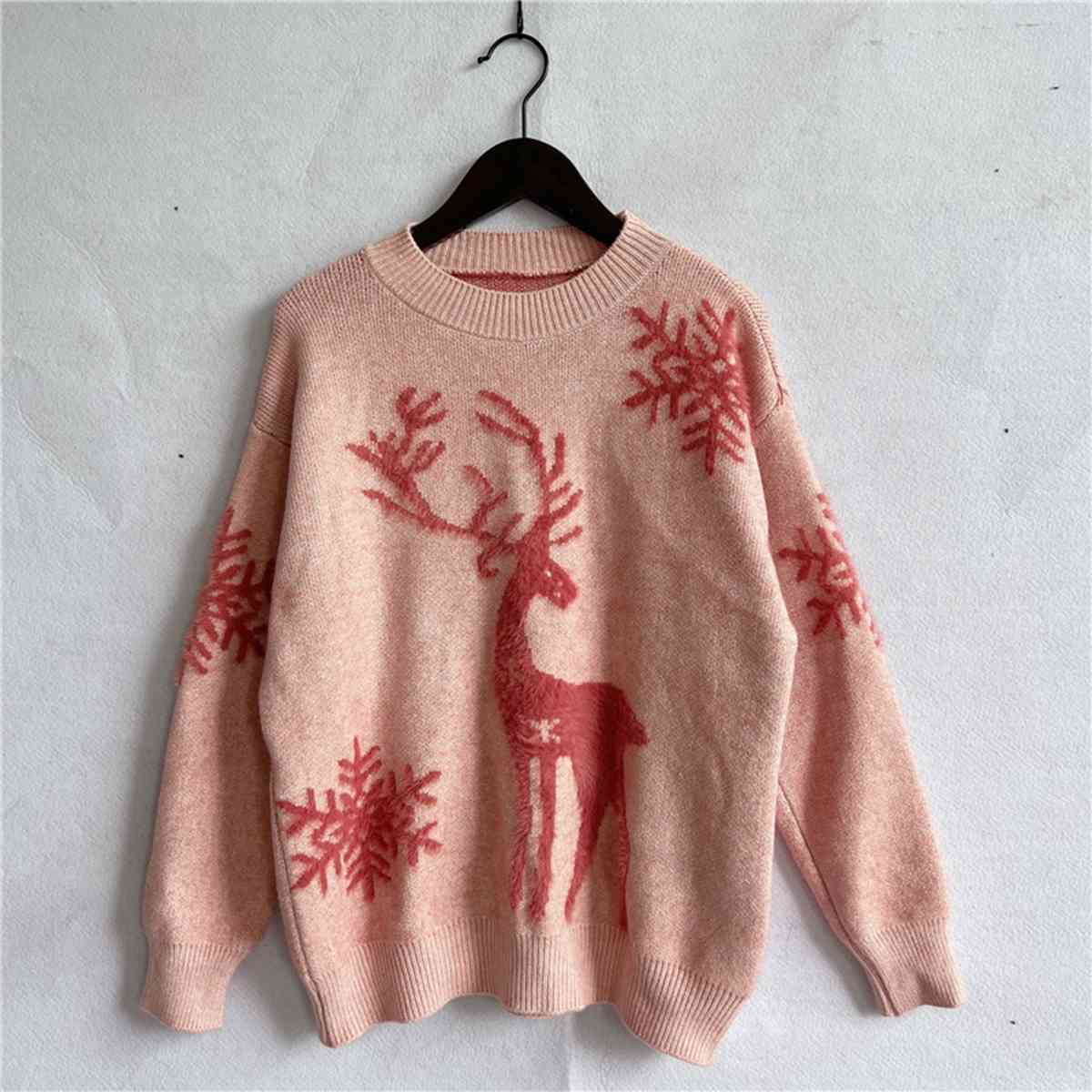 Christmas Reindeer and Snowflake Pattern Sweater