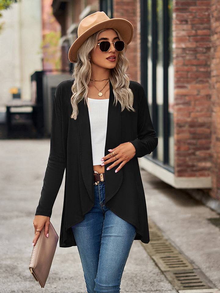 Full Size Open Front Long Sleeve Cardigan