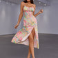 Double Crazy Multi Abstract Print Tied Split Cami Dress