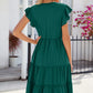Ruched Notched Cap Sleeve Dress