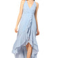 CGYY Valencia Polka Dot Ruffled Plunge Sleeveless Maxi Dress