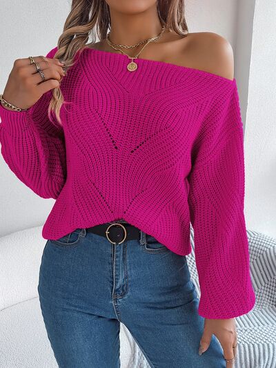 NotSoBasic Openwork Long Sleeve Sweater