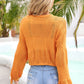 Women's Drawstring Hem Round Neck Cropped Cover Up