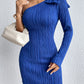 Royal Blue One Shoulder Long Sleeve Mini Dress