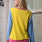 Contrast Round Neck Long Sleeve Top
