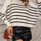 Striped Dropped Shoulder Round Neck Pullover Sweater