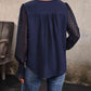 V-Neck Long Mesh Sleeve Top