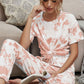 Full Size Tie-Dye Tee and Drawstring Waist Joggers Lounge Set