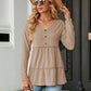 Full Size Long Sleeve V-Neck Cable-Knit Blouse