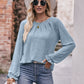 Long Flounce Sleeve Round Neck Blouse