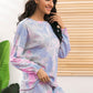 Full Size Tie-Dye Long Sleeve Top and Shorts Lounge Set