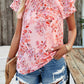 Printed Ruffled Mock Neck Blouse