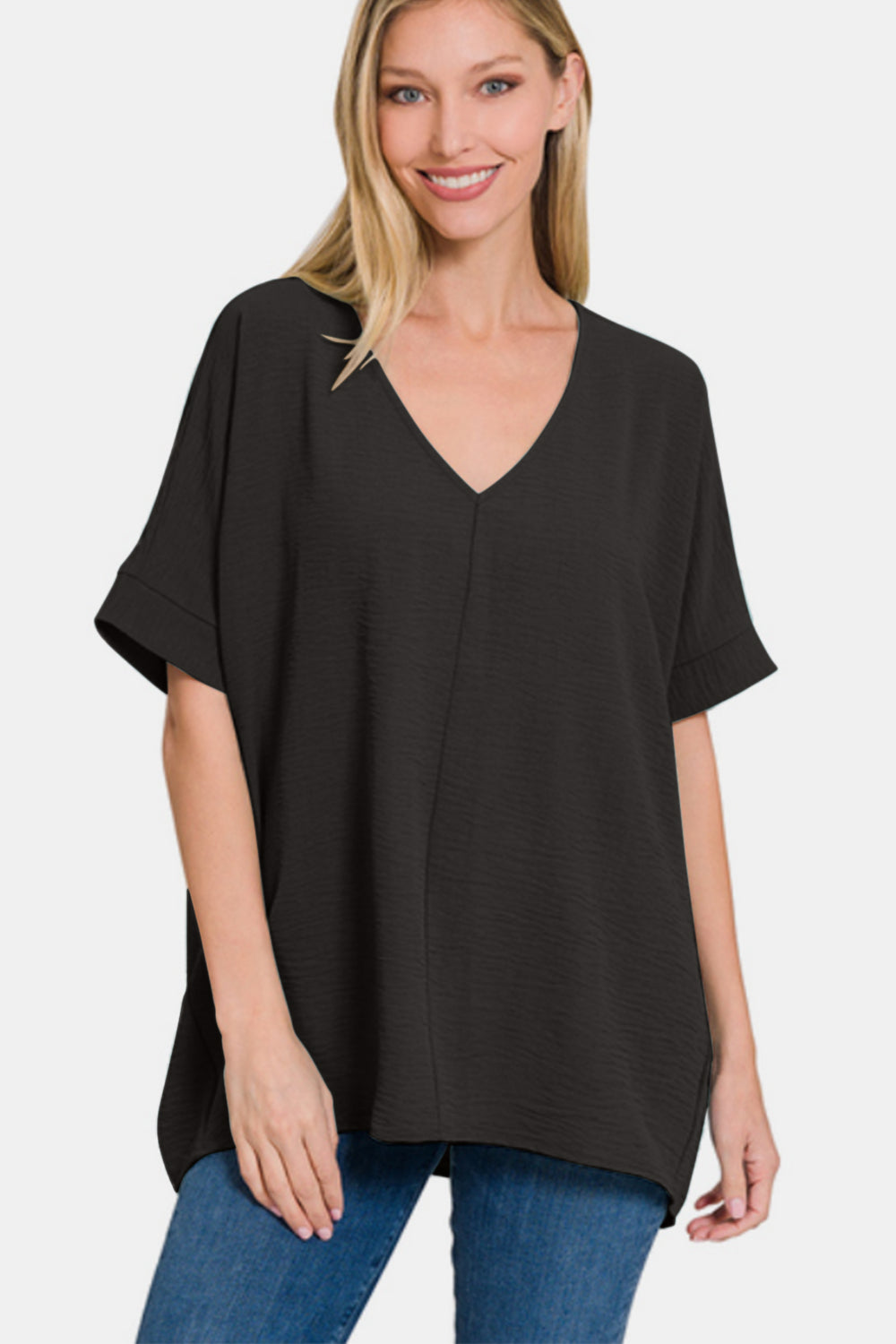 Zenana Full Size V-Neck Short Sleeve Top *