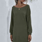 Waffle-Knit Boat Neck Mini Dress