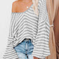 Striped Drop Shoulder V-Neck Sweater