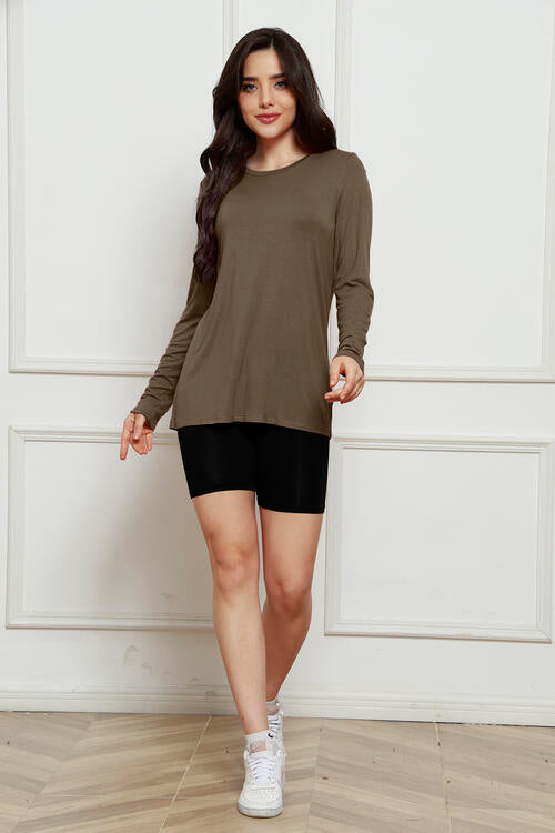 Basic Bae Full Size Round Neck Long Sleeve Top *