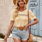 Openwork Round Neck Short Sleeve T-Shirt