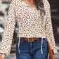 Printed Tie Neck Long Sleeve Blouse