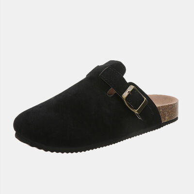 Suede Shoe Closed Toe Buckle Slides