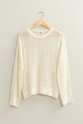 HYFVE Openwork Ribbed Trim Long Sleeve Knit Top *