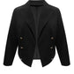Plus Size Buttoned Lapel Collar Long Sleeve Blazer