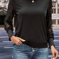 Round Neck Lace Trim Long Sleeve Sweatshirt