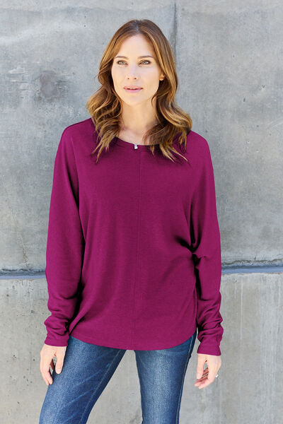Double Take Full Size Round Neck Long Sleeve T-Shirt *