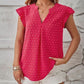 Swiss Dot Ruffled Cap Sleeve T-Shirt