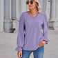 Full Size Eyelet V-Neck Flounce Sleeve Blouse