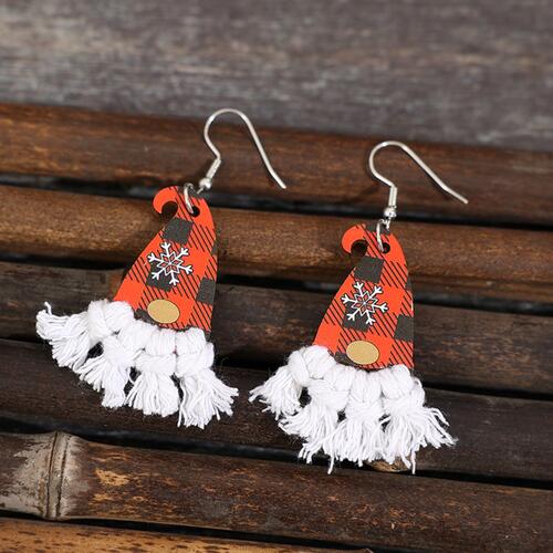 Xylem CHRISTMAS GNOMES Pointed Hat Tassel Earrings