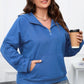 Plus Size Quarter Zip Raglan Sleeve Hoodie