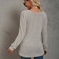 Full Size Heathered Square Neck Long Sleeve T-Shirt
