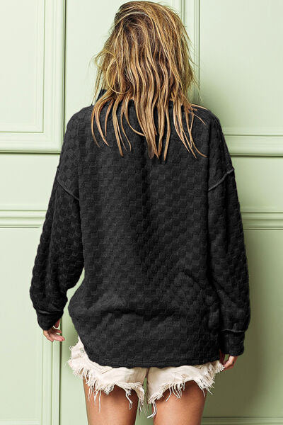 BiBi Checkered Round Neck Exposed Seam Top - Brand BiBi *