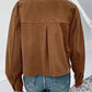 Love Cozy Stuff Collared Neck Button Front Camel Brown Jacket with Pockets
