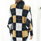Plaid Turtleneck Dolman Sleeve Poncho