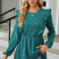 Ruffled Round Neck Balloon Sleeve Blouse