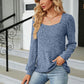 Full Size Tosha Ribbed Square Neck Long Sleeve T-Shirt