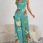 Decorative Button Spaghetti Strap Wide Leg Jumpsuit